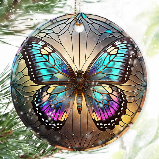 Colorful Ceramic Butterfly Christmas Ornament for Tree, Holiday Decor, Butterfly Lovers Gifts, Christmas Ornament Gift Ideas