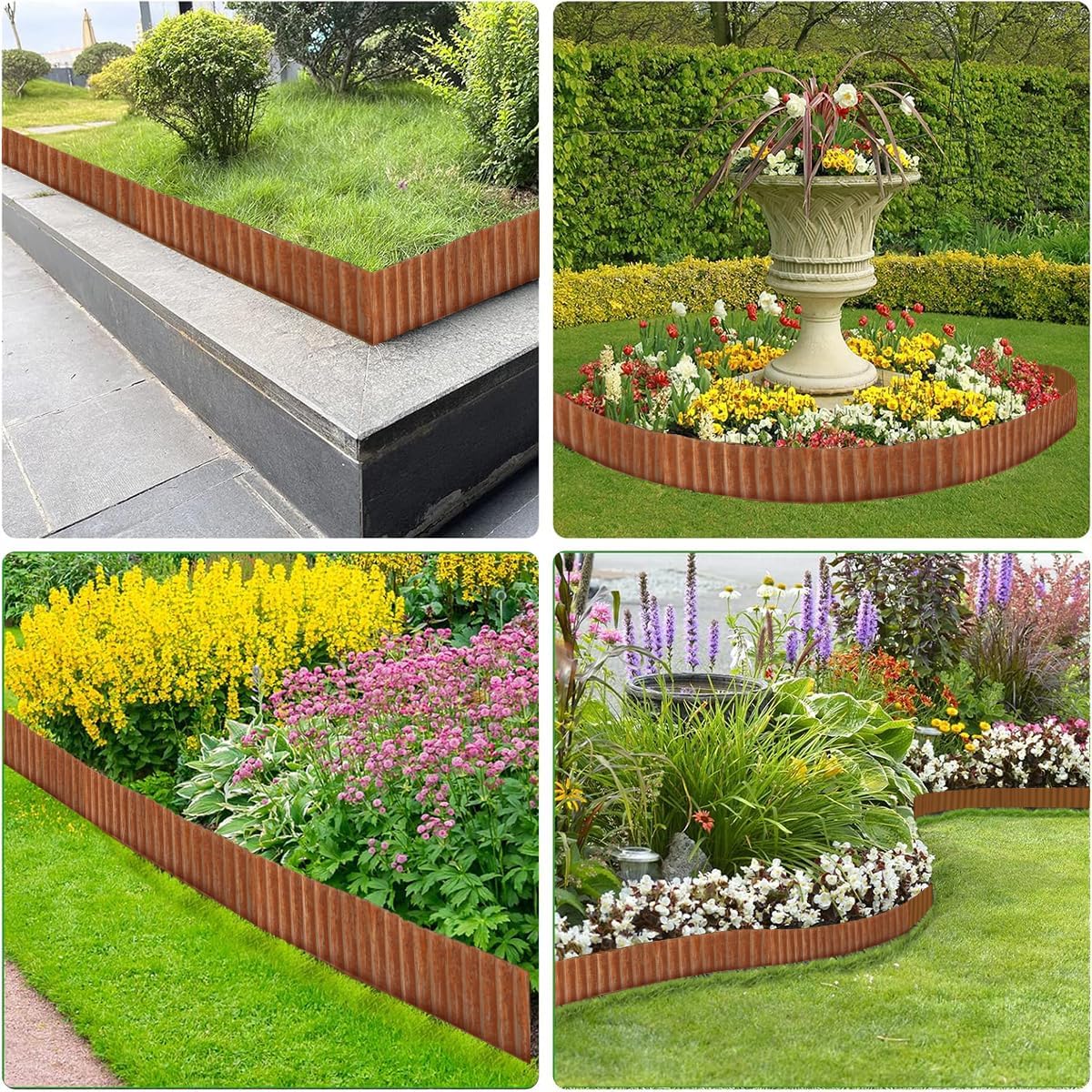 Corrugated Metal Garden Edging 12inch x 20ft, Landscape Edging Border, Flower Bed Edging Borders, Galvanized Edging Long Strips Yard Border for Lawn Edging Borders, Plants, Walkways (Rusty Red)