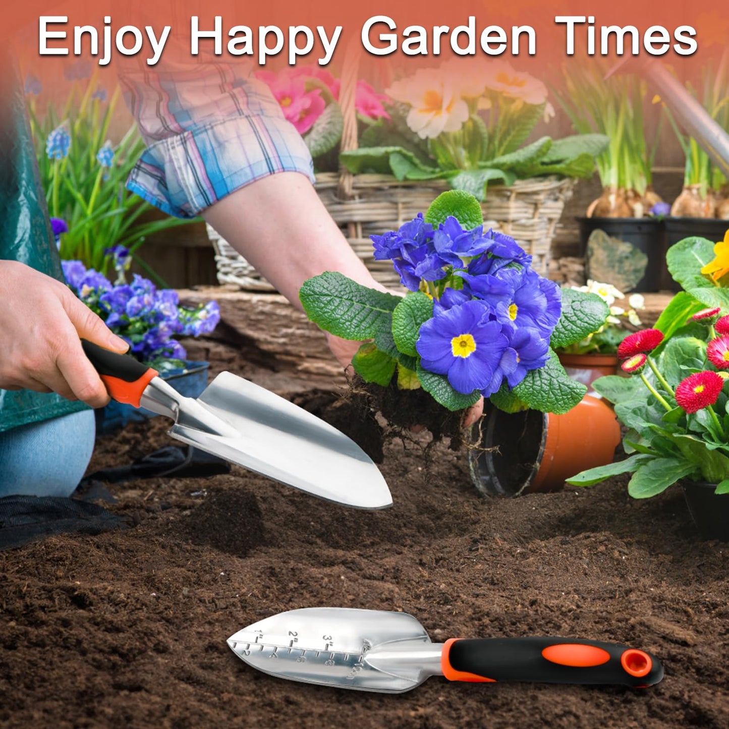 Garden Shovel Trowel Garden Tool Set, 2 Pack Heavy Duty Gardening Tools Set Include Wide Garden