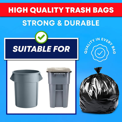 Veska Contractor Garbage Bags 55 Gallon Heavy Duty (MegaValue 50 Bags w/Ties) Contractor Trash Bags 50-60 Gallon 3 Mil Contractor Bag Heavy Duty 55 Gallon, Extra Large Industrial Contractor Trash Bags