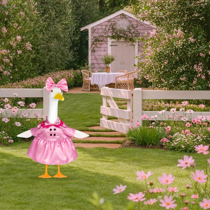 Porch Goose Outfit Flower Lawn Goose Dress Clothes for 23" Large Geese Statue Outdoor Patio Yard Lawn Art Decoration