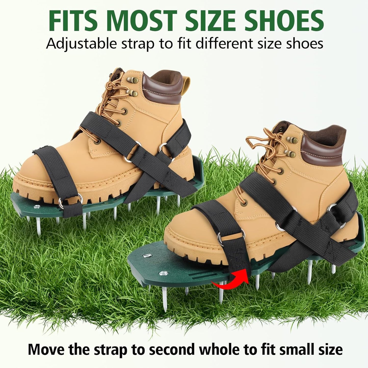 Lawn Aerator Shoes for Grass, Lawn Aeration Shoes with Adjustable Hook Loop Straps and Heavy Duty Spike, Soil Aerator Tool for Aerating Patio Yard Garden