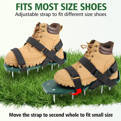 Lawn Aerator Shoes for Grass, Lawn Aeration Shoes with Adjustable Hook Loop Straps and Heavy Duty Spike, Soil Aerator Tool for Aerating Patio Yard Garden