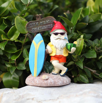 Surfing Dwarf，Gnome Garden Decorations Resin Statue Outdoor Statue Lawn Yard Balcony Porch Home Decorations Garden Decor
