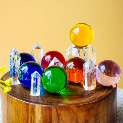 8pcs Colorful Crystal Balls Decoration for Home 40mm Rainbow Color Glass Balls Healing Spheres Quartz Decorative Balls for Dinner Party Centerpiece