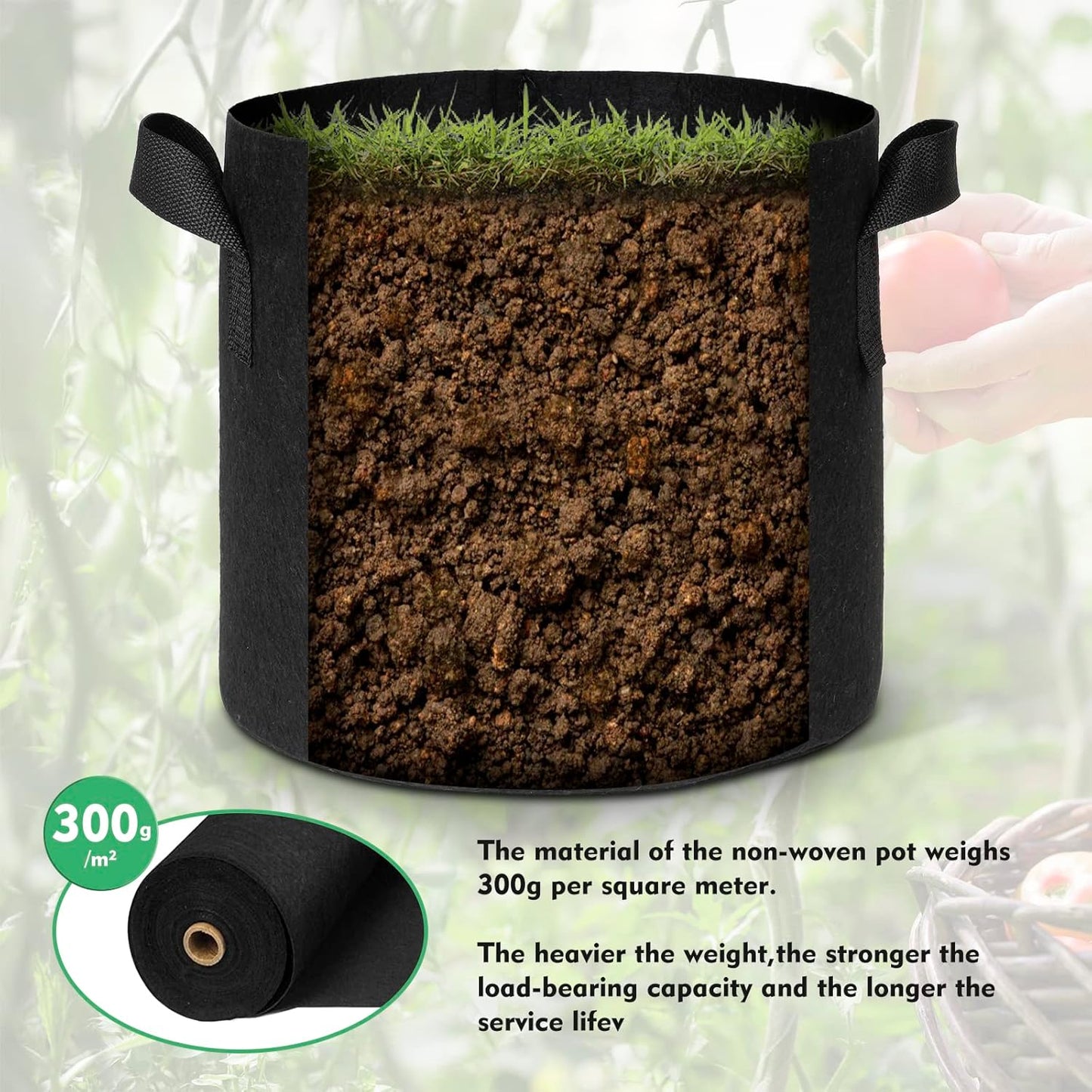 WEIFENG 3-Pack 50 Gallon Grow Bags Outdoor Plant Pots with Handles Potato Grow Bags