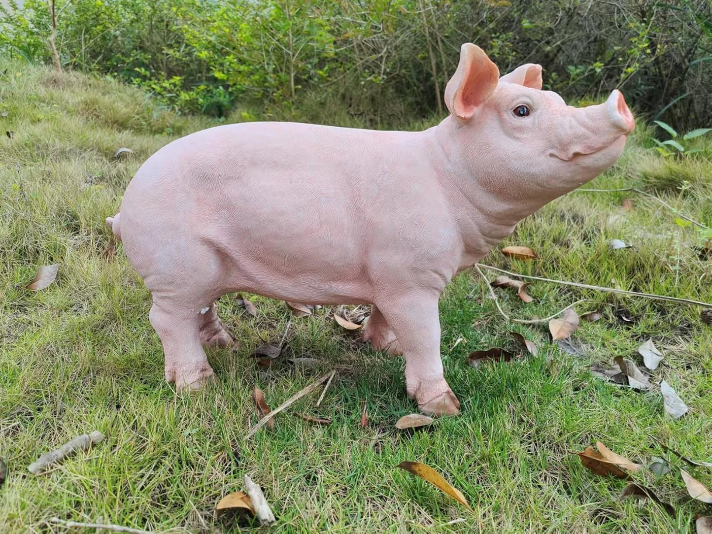 HOUDE Cute Pig Statues, 20.08 inches Long, decorates Outdoor Art Gardens, courtyards, lawns, and Indoor Public Spaces Such as Living Rooms and Balconies. (Pink)