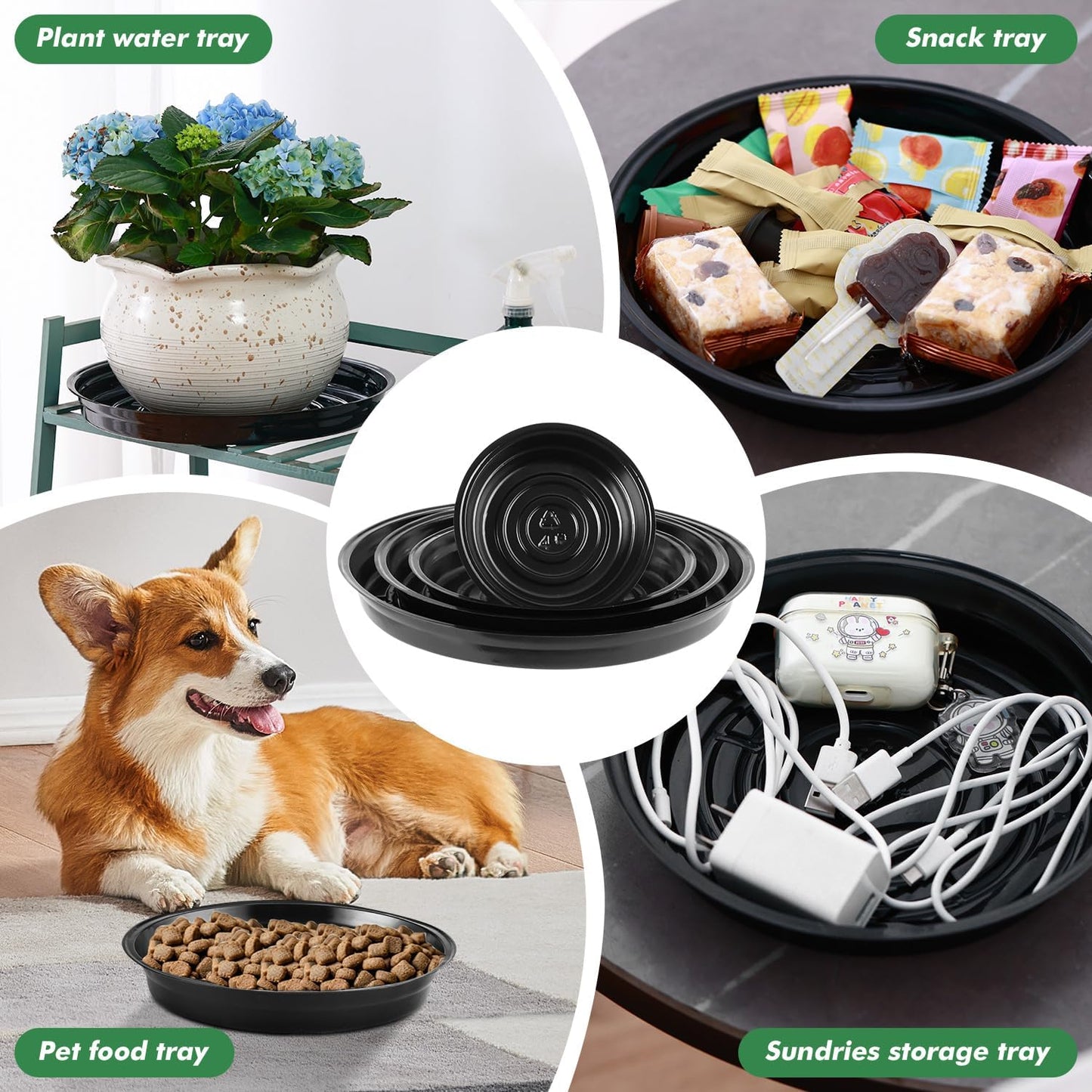 40 Pack 4 Inch Plant Saucer, Black Plant Saucers for Indoors No Holes, Plastic Plant Saucer for Plant Pots Plant Water Catcher Tray, Small Flower Pot Saucers Bulk Plant Drip Trays for Potted Plants