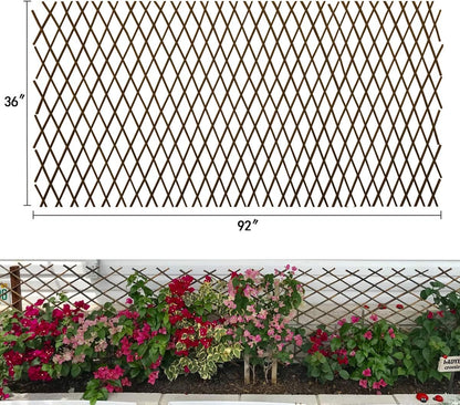 Expandable Garden Trellis Plant Support Willow Lattice Fence Panel for Climbing Plants Vine Ivy Rose Cucumbers Clematis