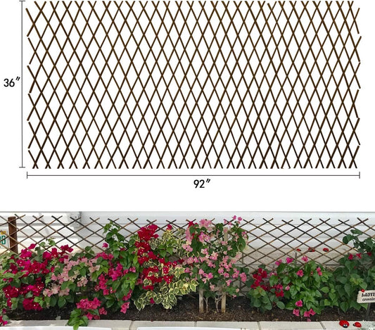 Expandable Garden Trellis Plant Support Willow Lattice Fence Panel for Climbing Plants Vine Ivy Rose Cucumbers Clematis
