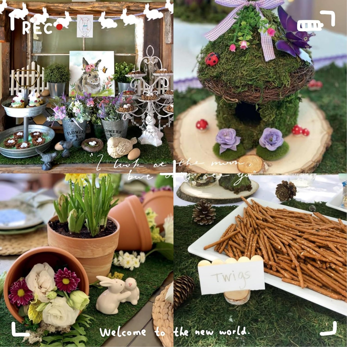 Byher Dried Moss Table Runner for Party Garden Decoration , Dark Green (14cm X 130cm ( 5.5" x 51" ))