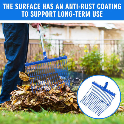 Tandefio 1 Pack Pitchfork Replacement Head Metal Horse Manure Rake Gardening Pitch Fork with Angled Tines for Horse Stall Poop Picking up(Blue)
