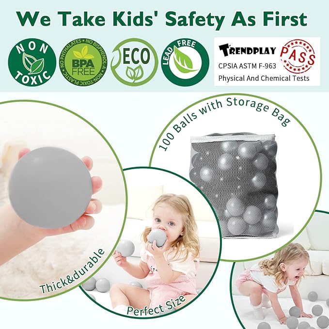 TRENDPLAY Plastic Balls for Ball Pits 2.2 Inch, Pack of 50 100 200 500 Hollow Balls, Perfect for