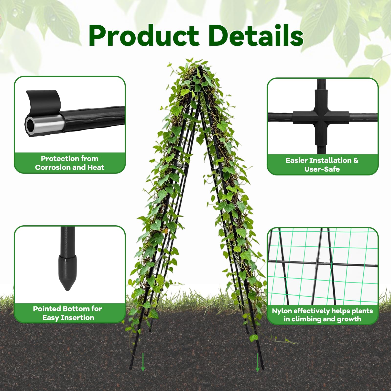 Trellume Cucumber Trellis - 49.4"*49.4" Metal Garden Trellis for Climbing Plants, Garden Trellis