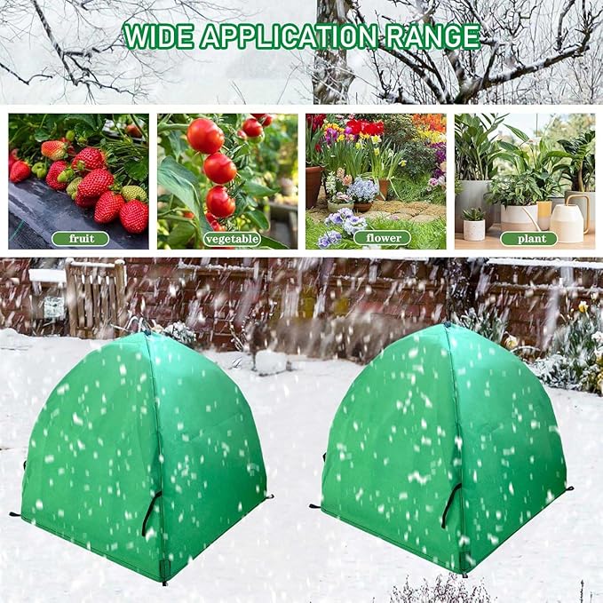 2 Pack Plant Freeze Protection Covers Winter Shrub Covers Plant Frost Protection Tent, Warm Plant Tents Protecting Fruit Potted Plants Tree from Freezing Animals Eating ((22x22x23in, Frost Cloth))