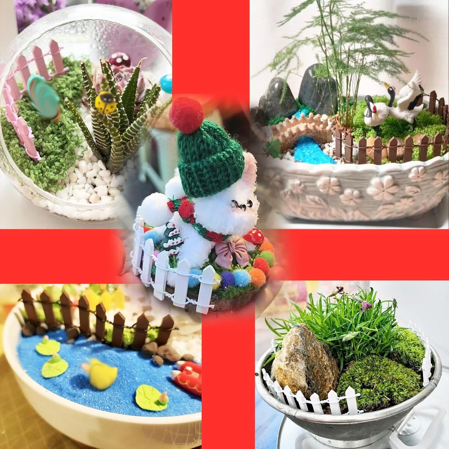 Miniature Fairy Garden Fence,Fairy Garden Accessories Outdoor Wood Picket Fence,10 PCS DIY Flowerpot Decoration, Miniature Garden Decoration