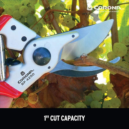Corona BP 4250 Forged Steel Aluminum Handles Bypass Hand Pruner - 1 inch Cut Capacity Stem and Branch Garden Shears, Red (Pack of 6)