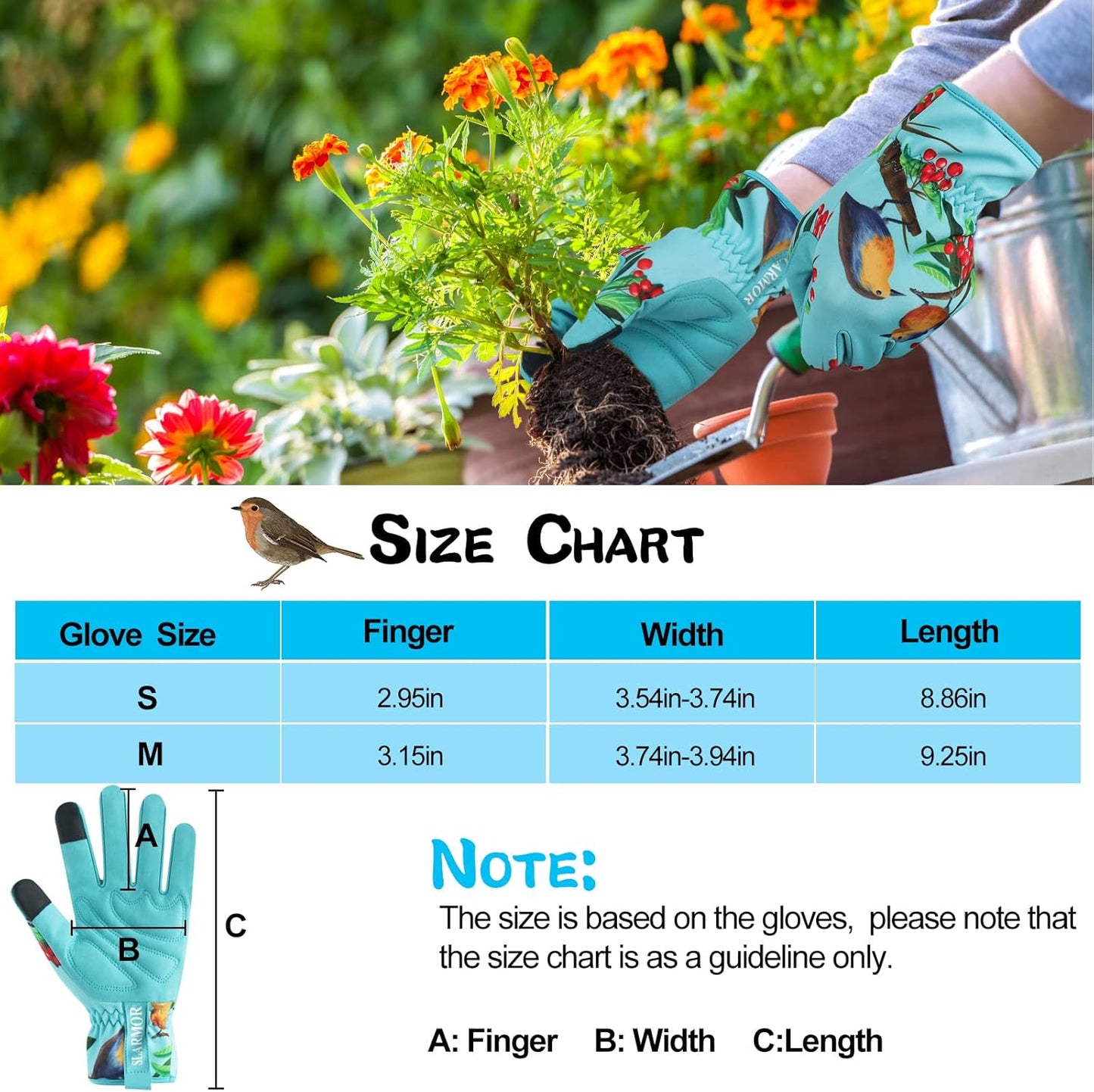 Leather-Gardening-Gloves for Women,Thorn-Proof Work-Gloves for Weeding,Digging,Planting,Pruning Yard garden Gloves