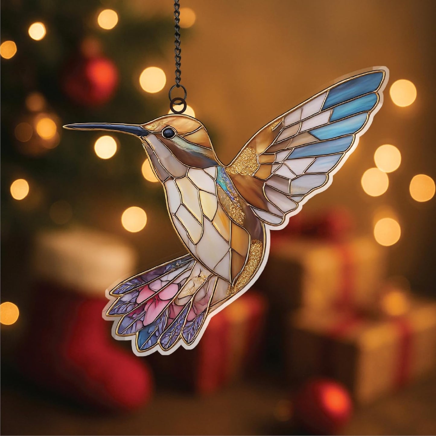 Hummingbird Suncatcher for Windows – Style Hanging Bird Decor, Lightweight Window Ornament, Memorial Gift for Bird Lovers, Mom, Grandma - Christmas Tree Decor (Sun-33)