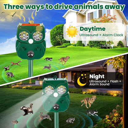 Solar Ultrasonic Animal Repellent Outdoor, 4Pack Waterproof Deer Repellent Devices with RIP Motion Sensor, Cat Repellent with LED Flashing Lights, Raccoons, Skunks, Rabbits Deer Deterrent Outdoor