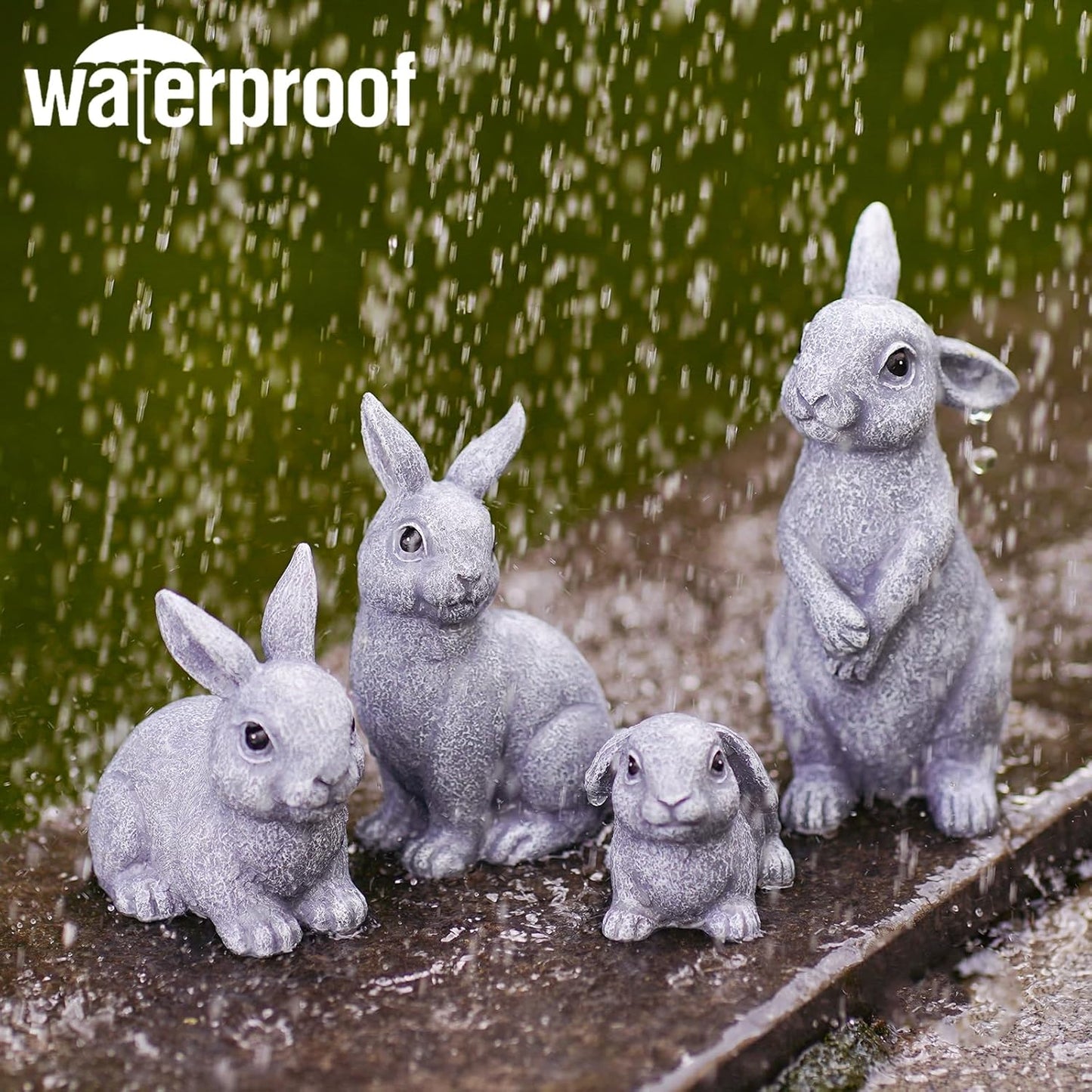 Nacome Bunny Statues for Fairy Garden Easter Decor: Outdoor Set of 4 Rabbit Table Sculptures for Clearance Outside Lawn Ornaments Porch Patio Balcony Yard – Gifts for Mom Grandma