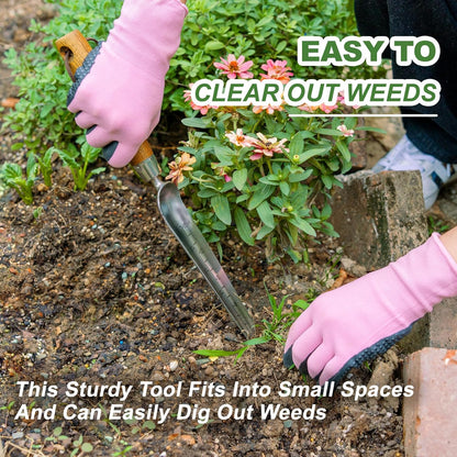 Haliaeetus Seeding Widger with 6'' Scale, Stainless Steel Planting Trowel for Repotting, Long and Narrow Widger for Weeding from Tight Areas, Hand Transplanter with Wood Handle for Planting, Digging