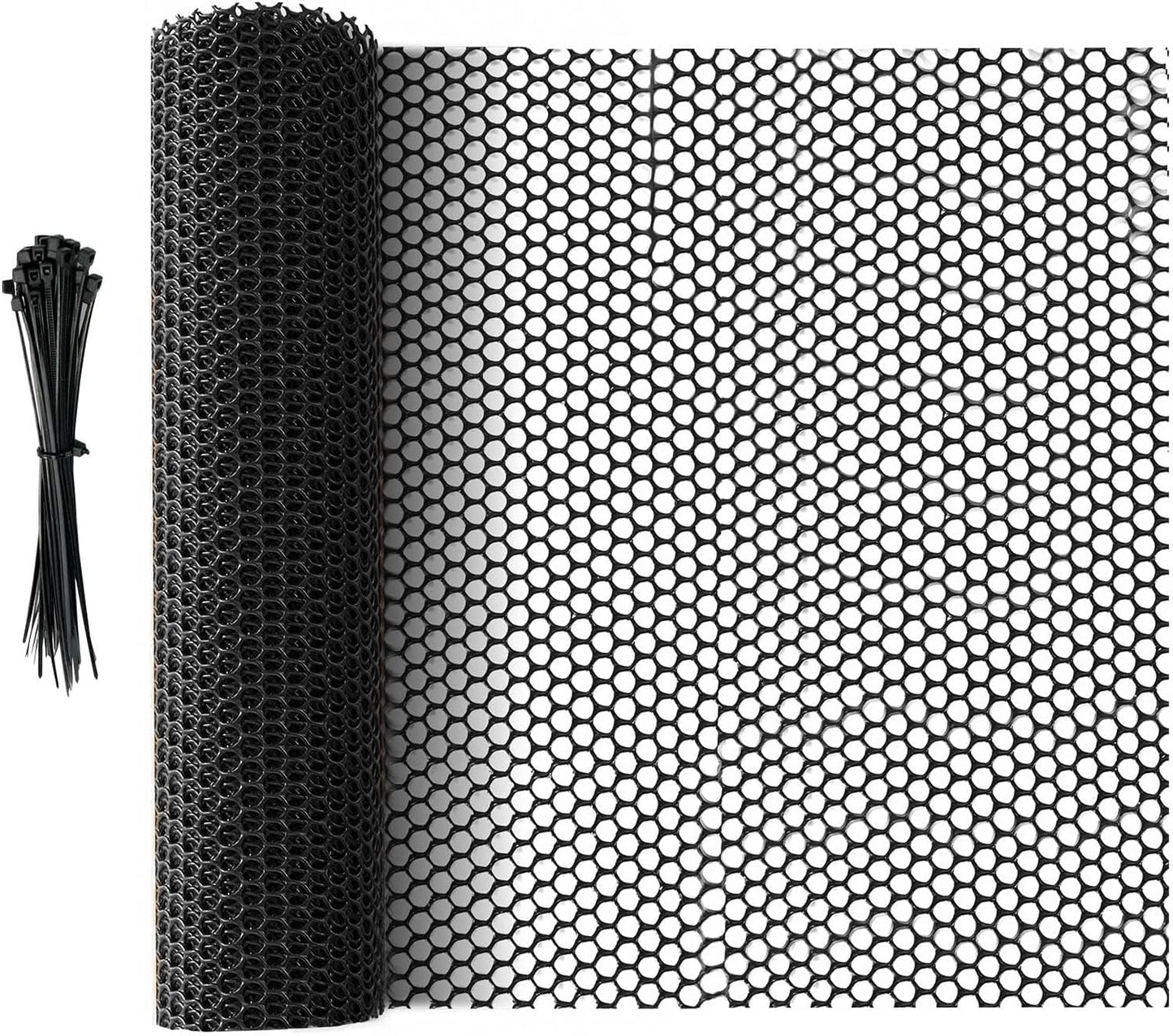 49.2 FT x 15.7 in Roll Mesh Fence, Versatile Black Plastic Fencing & Netting, Cuttable Animal Wire Mesh Fence, Durable Tree Trunk Protector, Suitable for Cat Dog Rabbit Barrier and Plant Protectors