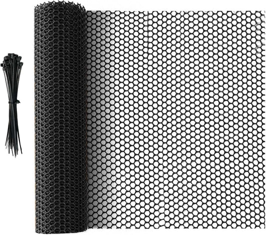 49.2 FT x 15.7 in Roll Mesh Fence, Versatile Black Plastic Fencing & Netting, Cuttable Animal Wire Mesh Fence, Durable Tree Trunk Protector, Suitable for Cat Dog Rabbit Barrier and Plant Protectors