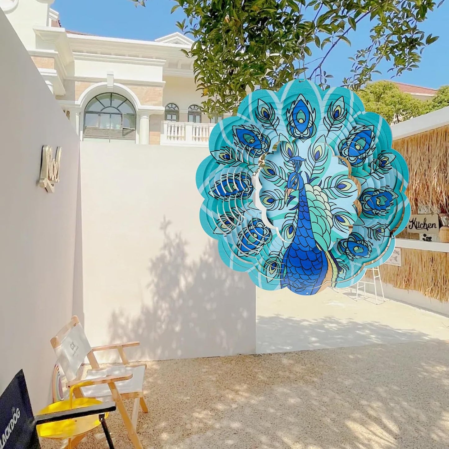 Peacock Wind Spinner Outdoor,12 inch 3D Sublimation Wind Spinners Hanging Wind Spinners Decor for Patios, Lawns, and Balconies