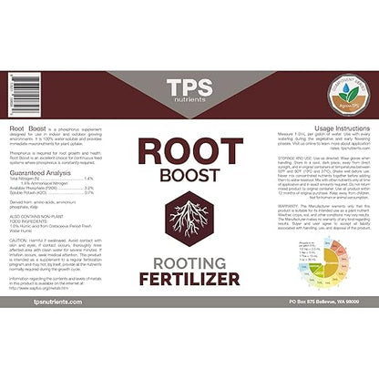 TPS NUTRIENTS Root Boost Advanced Rooting Formula for Living Soil and White Roots, Plus Microbes, 1 Gallon (128 oz)