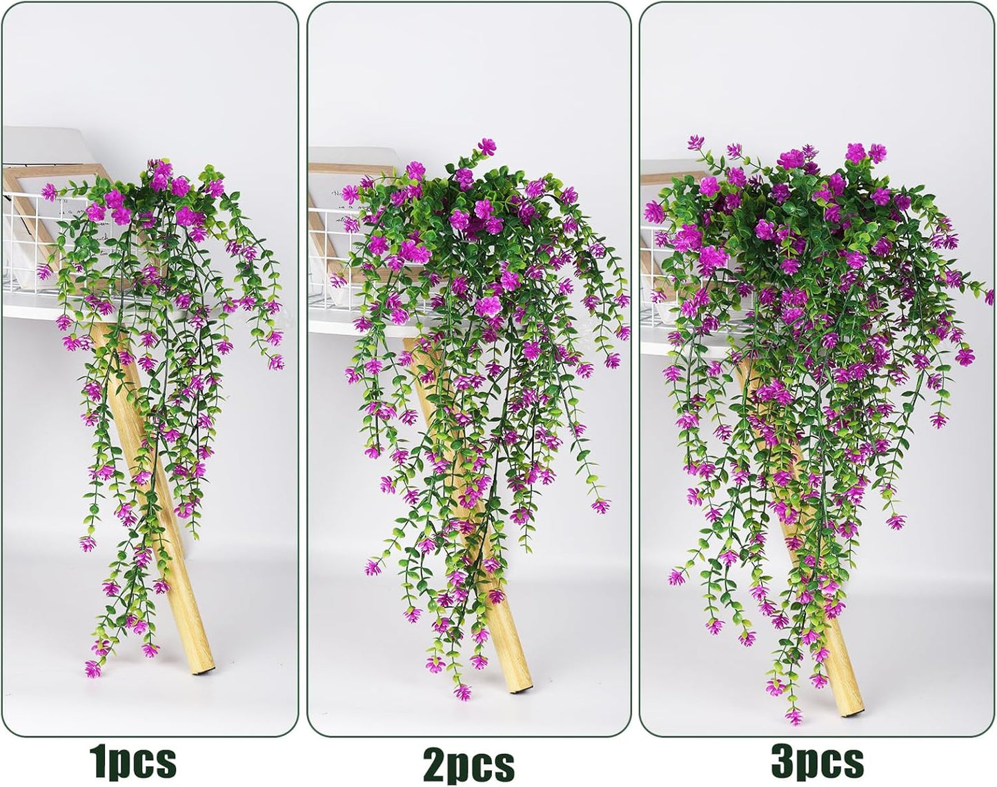 RECUTMS Artificial Fake Hanging Eucalyptus Plants Vine Hanging Plant Outdoor UV Resistant Plastic Plants Artificial Greenery for Bedroom Wall Decor Wedding Party Room Aesthetic Stuff(Fuchsia)
