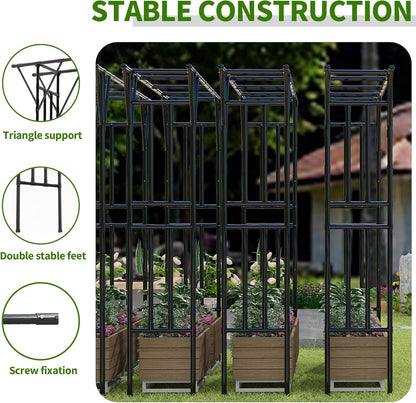 Flat Top Garden Arch Trellis 11FT x 9FT, Super Large Arbor Trellis for Climbing Plants Outdoor 141.7in x 108in x 19.7in, Metal Garden Frame for Backyard, Lawn, Archway, Wedding Decoration, Patio Black