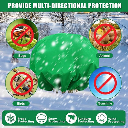 NNG 2PCS 8ft Dia. Round Winter Plant Covers Reusable Tree Freeze Protection with Drawstring Potted Plant Frost Blanket Outdoor Shrub Plant Cover for Winter Garden Potted Vegetable