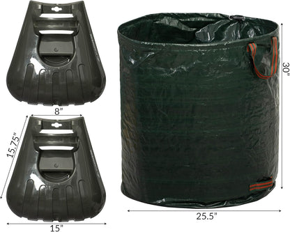 Gardenised 72-gallon Heavy-Duty Self-Standing Collapsible Leaf Bag with Handle and Sturdy Scoop for Leaves - Portable Yard Grass Clipping Rake, Garden Debris Grabber for Lawn Care and Outdoor Cleanup