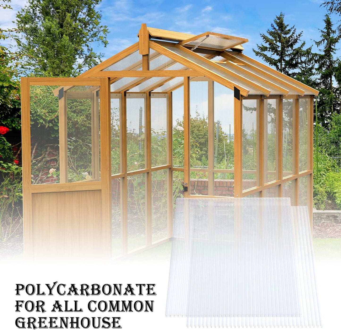 BPS 6Pcs 24"(W) x72(L)×0.16" Polycarbonate Panels, Waterproof UV Protected Reinforced Sheets, Outdoor Garden and Greenhouse Covering, Twin-Wall Clear Sheets