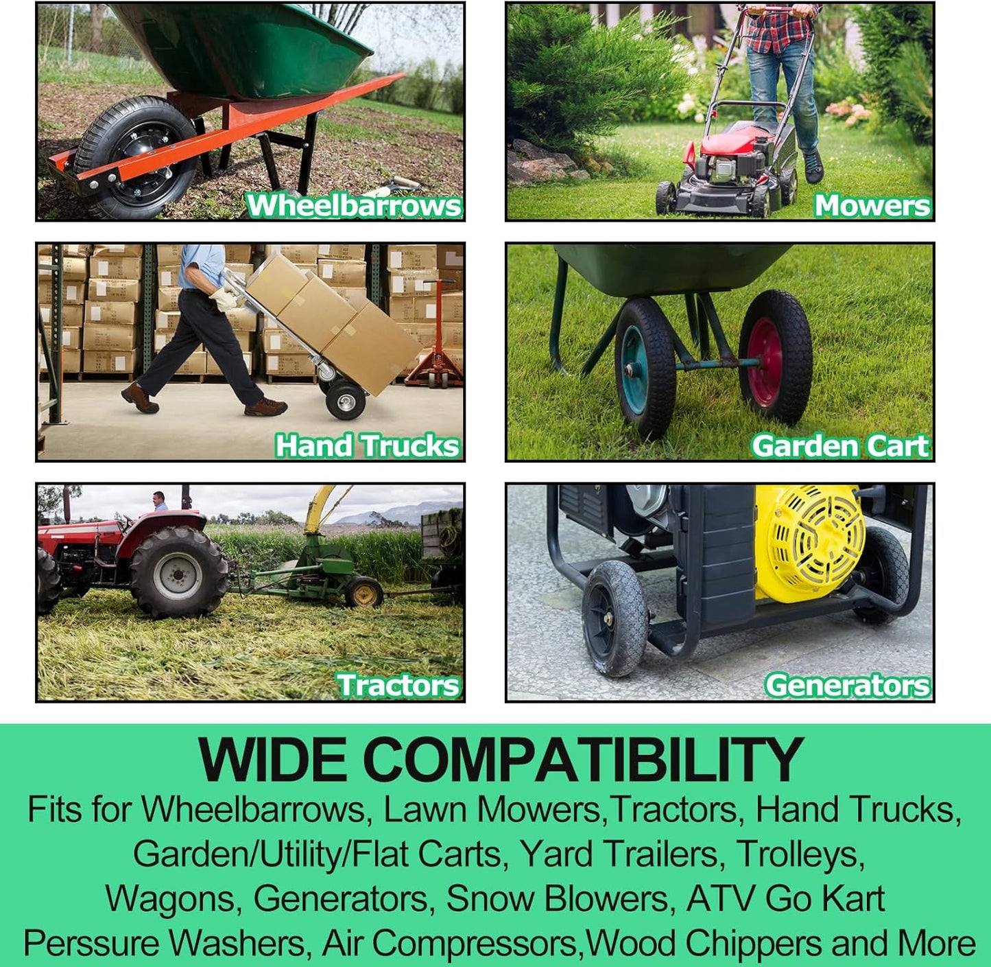 4.10/3.50-4" Inner Tubes, 2 Pack Heavy Duty 4.10 3.50-4/410/350-4 Replacement Tire Inner Tube with Bent Valve Stem for Wheelbarrow, Lawn Mower, Hand Truck, 4" Cart, Tractor, Dolly, Trailer, etc