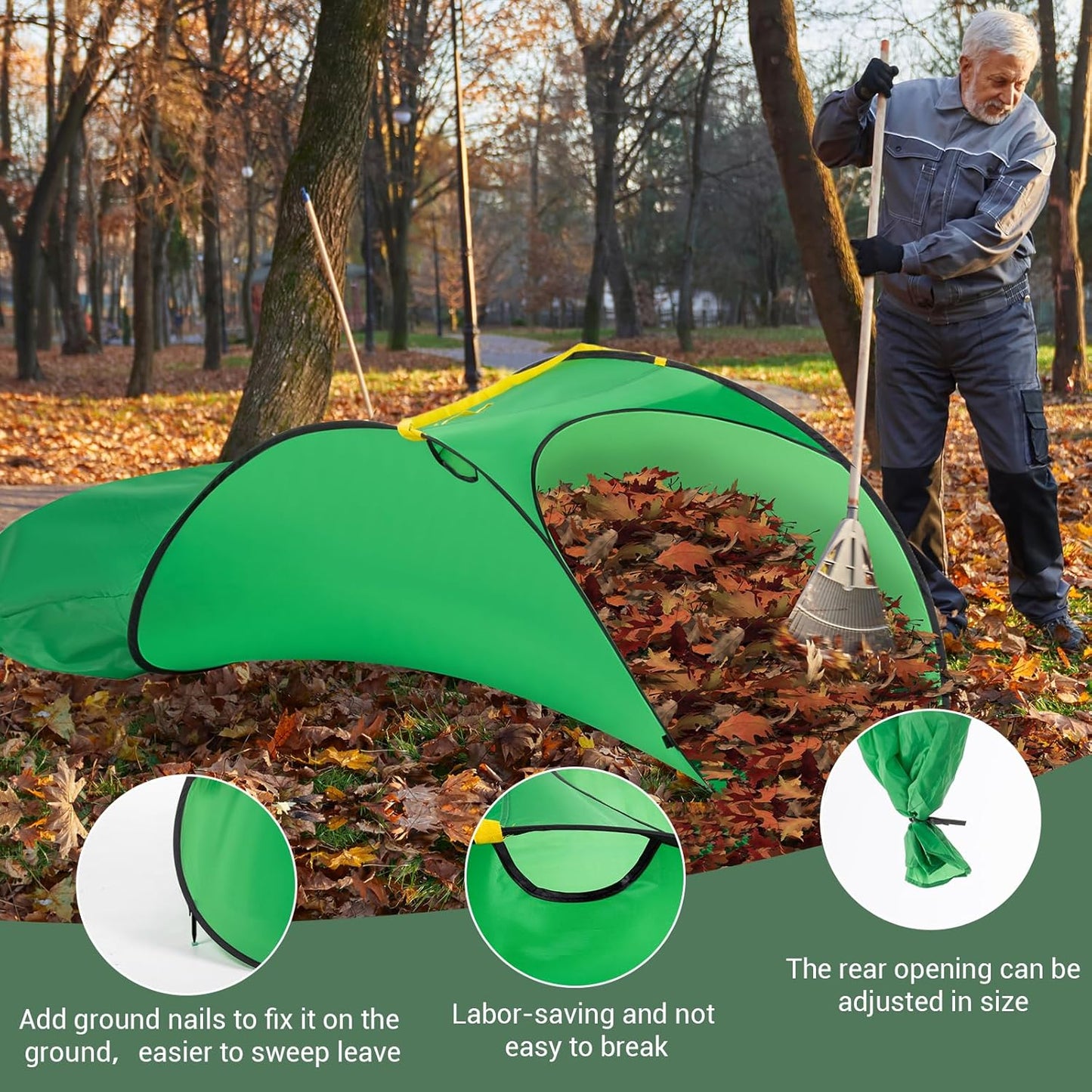 Leaf Collector 70 Gallon, 230D Thickened Reusable Yard Waste Bag, Portable Pop Up Lawn and leaf Bags, Yard Garden Waste Bags, Bag for Lawn Trash，Larger Capacity，Reinforced Rope Holes，patent product