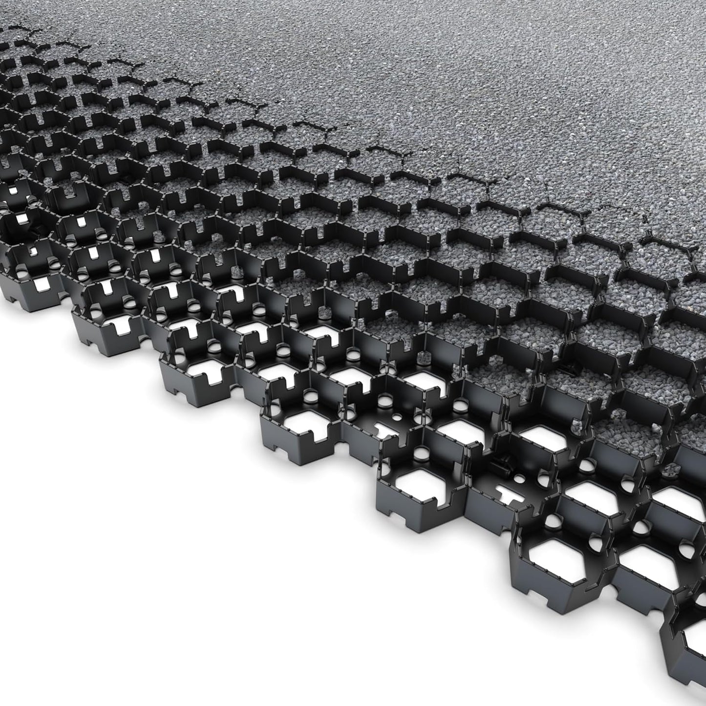 Vodaland Permeable HexPave System - Grass & Gravel Pavers - 100% Recycled PPE Plastic, Handles 27,000 lbs, 1" Depth, 65 s.f / 22 Units