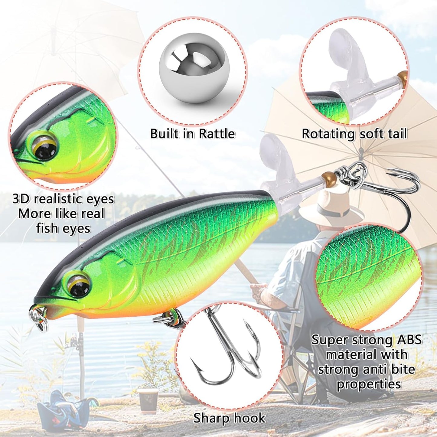 6PCS Swimbait Kit ，Realistic Bait and Surface Bait with Realistic 3D fisheye and Multi Joint Swimming Movements, Perfect for Saltwater and Freshwater Fishing Kits