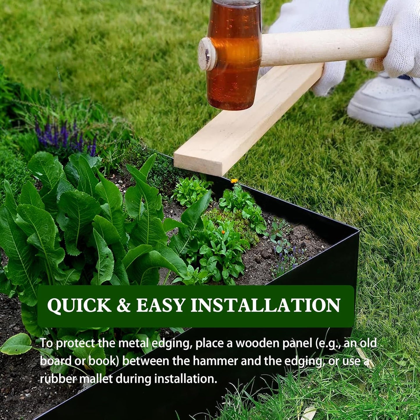 Metal Landscape Edging 6 Pack 40" L x 8" H (20 FT Total),Galvanized Metal Garden Edging, Hammer-in,Flexible,and Easy-to-Install for Lawns,Garden and Yards,Black