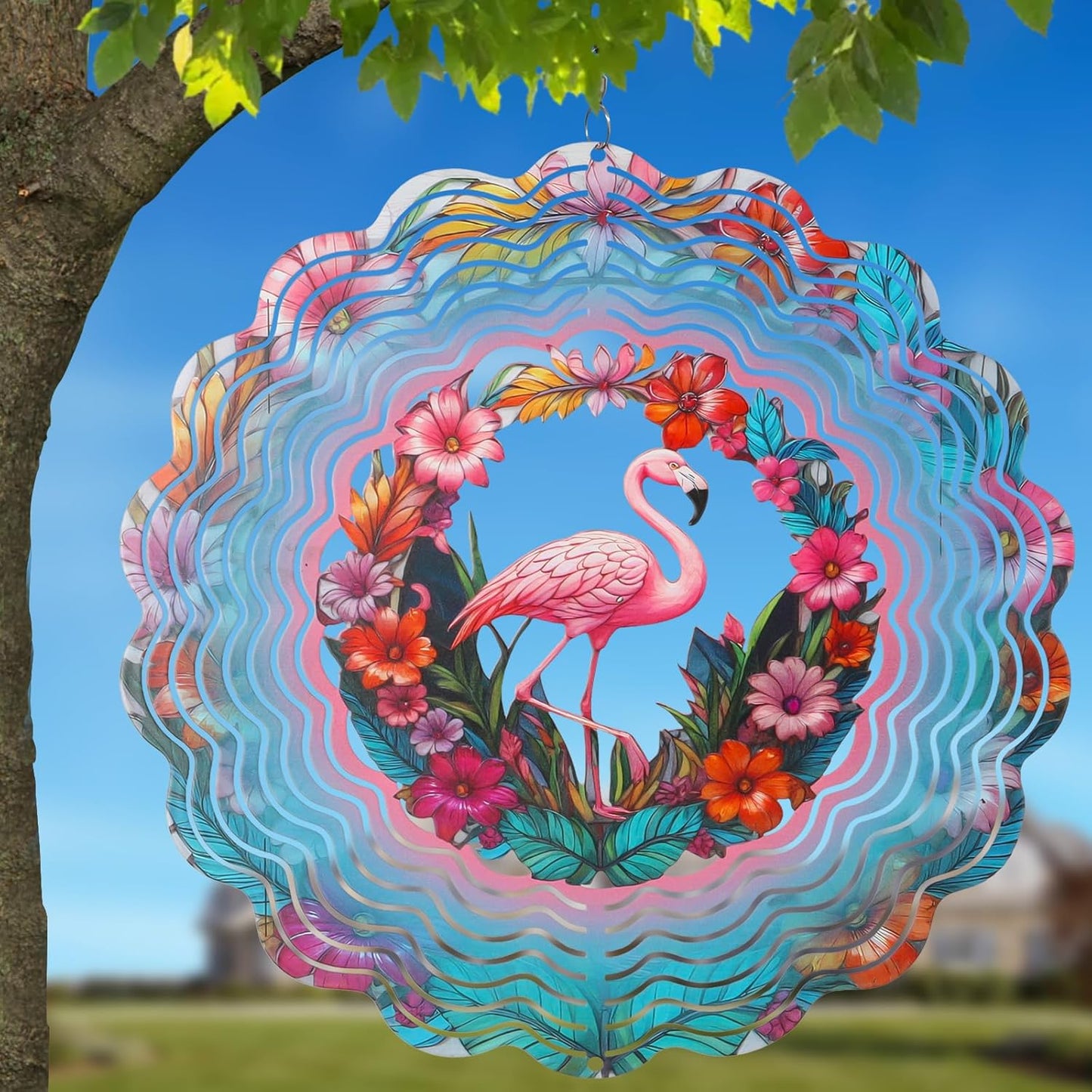 Metal Wind Spinners for Outdoor,Birthday Gifts for Women Mom Grandma, 12 Inch Flamingos Wind Spinner, Kinetic Sculpture Garden Decor for Ornament Gifts