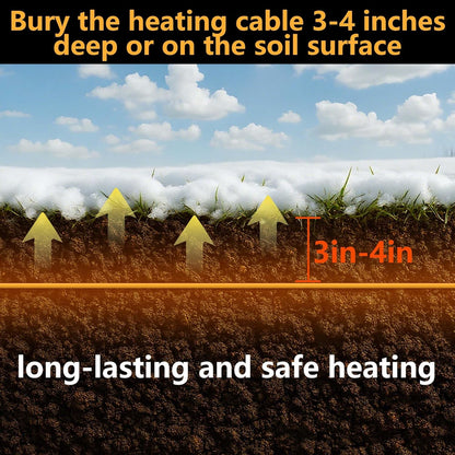 Adnee 59Ft Thermostatic Soil Heating Cable,Rubber Heating Warming Cable with Thermostat and Ground Stakes,Plant Soil Heater Cable for Cold Frame,Graden,Greenhouse Seed Grow