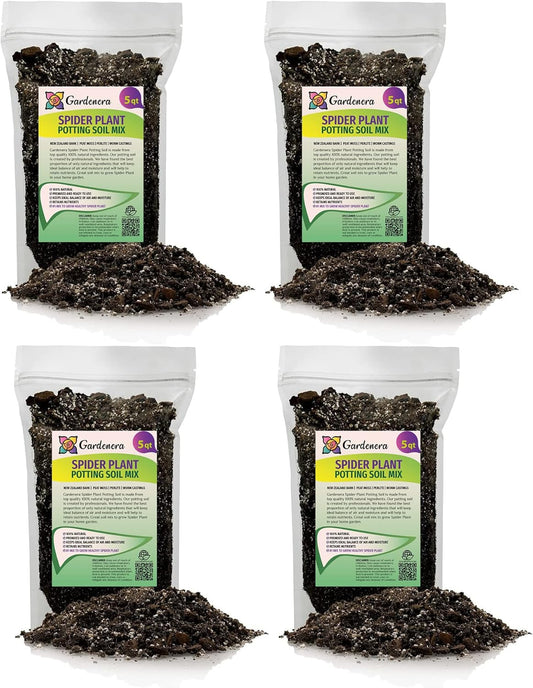 GARDENERA Premium Spider Plant Potting Soil Mix (4 Bags of 5 Quart)