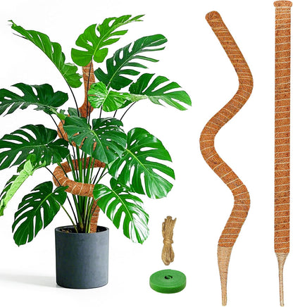 2 Pack 48 Inch Moss Pole Monstera Plant Support, Coir Moss Poles for Climbing Indoor Plants, Bendable Plant Stake Trellis for Potted Plant, Pothos, Philodendron