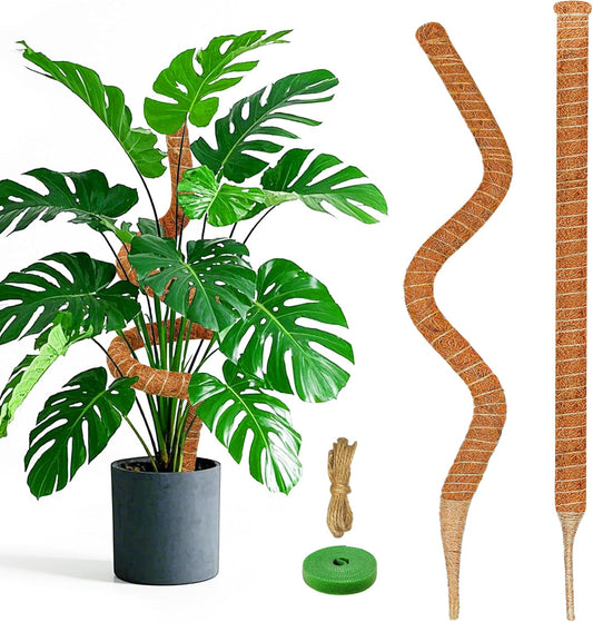2 Pack 48 Inch Moss Pole Monstera Plant Support, Coir Moss Poles for Climbing Indoor Plants, Bendable Plant Stake Trellis for Potted Plant, Pothos, Philodendron