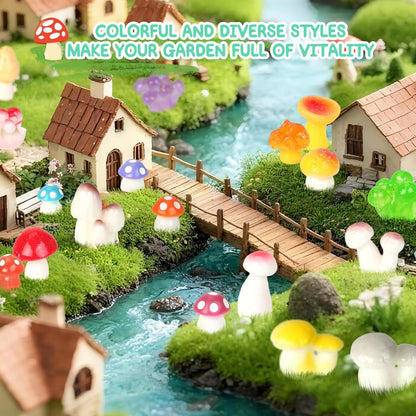 200pcs Mini Mushrooms Tiny Resin Mushrooms Miniature Little Small Mushroom Figures Bulk for for Micro Fairy Garden Landscape Aquarium Accessories Dollhouse Hide Crafts Decor
