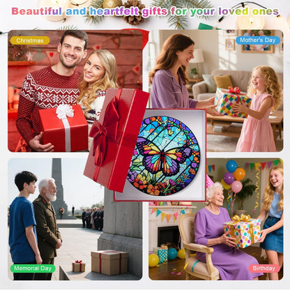 Stained Glass Window Hanging - Butterfly Suncatchers for Indoor Windows, Butterfly Stained Glass Decor for Home, Garden, Cottage, Sun Catcher Gift for Women (12 Inch)