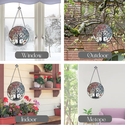 Large Tree of Life Garden Suncatcher, Stained Glass Window Hanging, Suncatchers for Windows Hanging, for Friends, Family, and Women 9.9 * 9.9IN