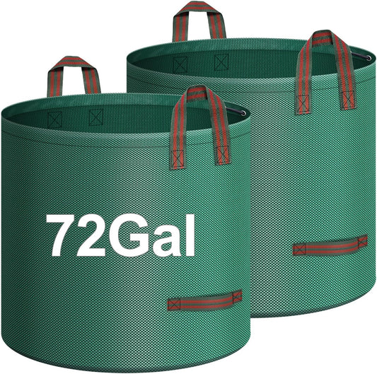 2-Pack 72 Gallons Leaf Bags, Reusable Yard Waste Bags, Heavy Duty Upright Lawn Bags with 4 Handles