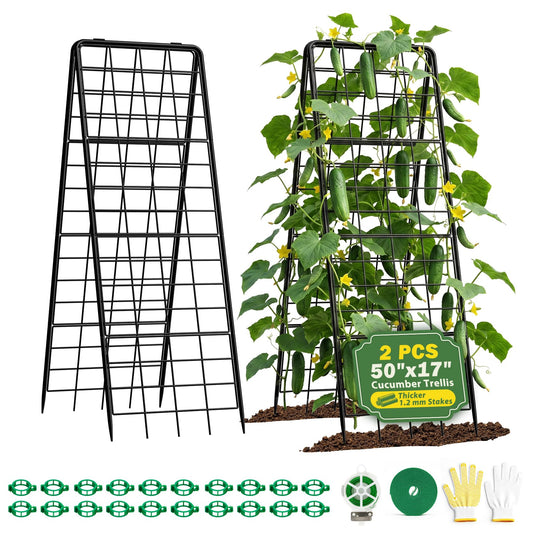 Heavy Duty 2 Pack 50"x17" Adjustable A-Frame Trellis for Climbing Plants Outdoor, Metal Rust-Proof